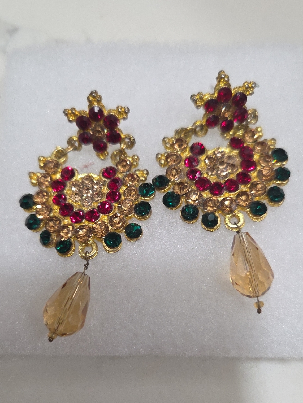 Gold-Tone Multicolor Crystal Drop Earrings - Women Jewelry
